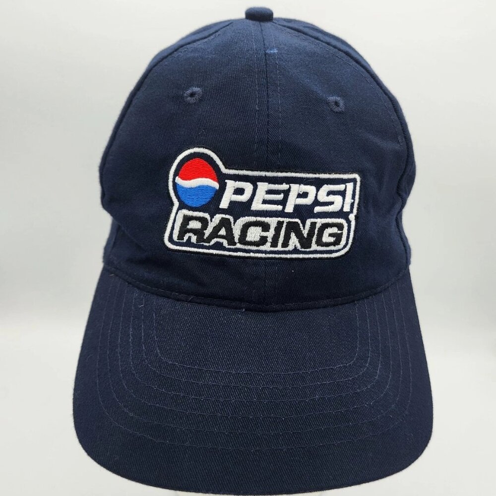 Vintage Blue Pepsi NASCAR Racing Hat Cap Snapback KC Caps Head Shots EUC
